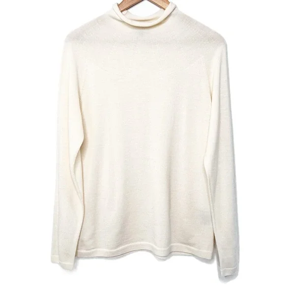 Uniqlo x Theory Womens 100% Wool Turtleneck Sweater Off White Cream Size Small - Picture 2 of 8